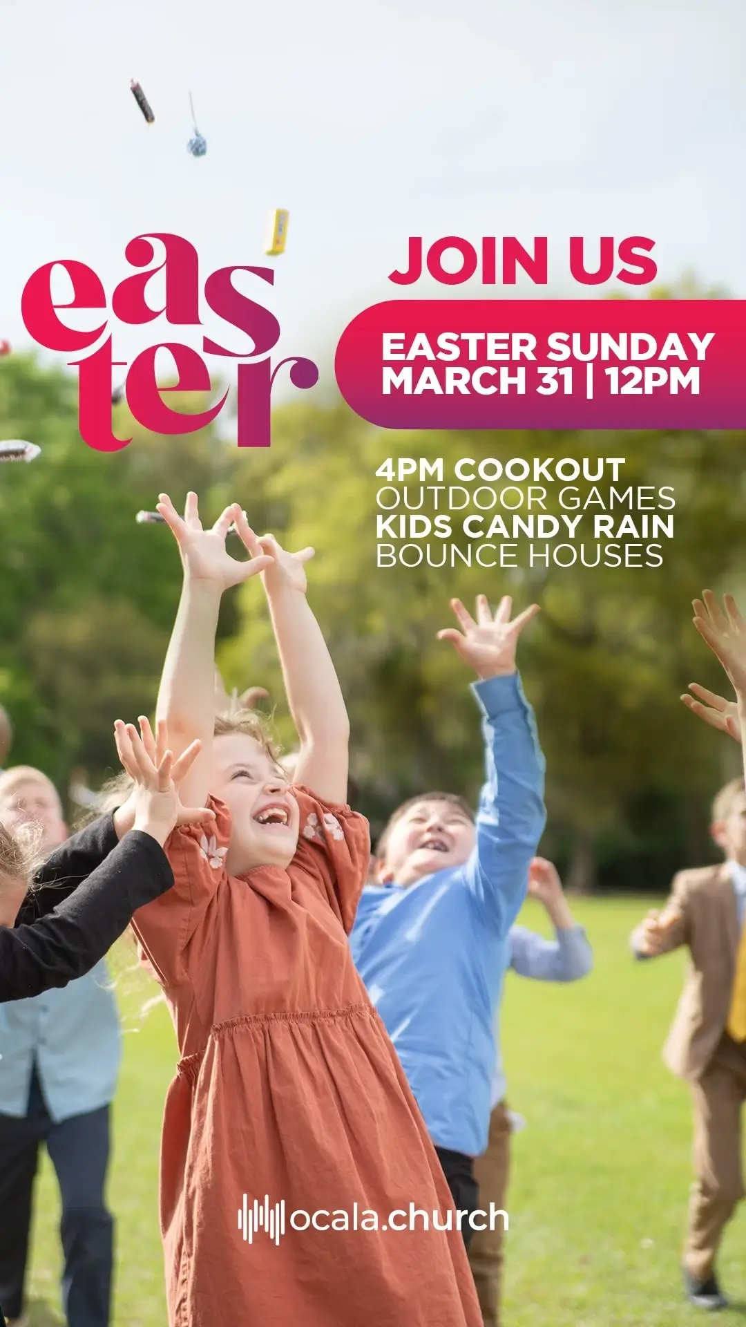 Easter at Ocala Church, March 31st at 12 PM, 4 PM Cookout and Candy Rain